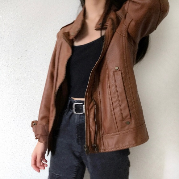 Hive&Honey Faux Brown Leather Jacket - Picture 10 of 10